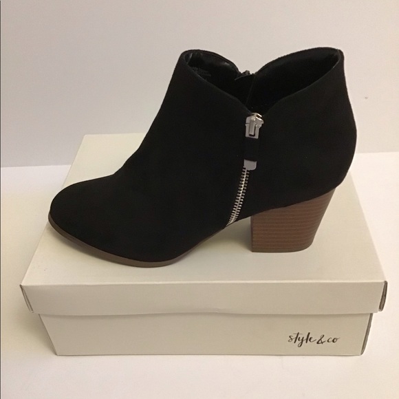 Style & Co. Shoes Style Co Black Suedelook Ankle Boot Bootie 95m